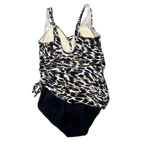 Miraclesuit Swimsuit Womens 14 Leopard Print Eclat One Piece Tummy Control Ruche - Picture 4 of 8